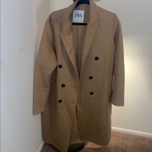 Zara Men's Camel Double-Breasted Trench Coat